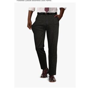 PAUL JONES Mens 2XL Vintage Stretch Herringbone Pleated Casual Business Pants